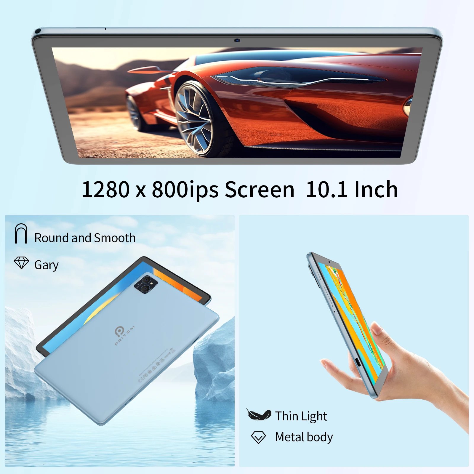 PRITOM TAB11 Tablet Android 14 de 10 pulgadas, 8 GB(4+4 ampliar) RAM + 128 GB ROM, Octa Core, 5G WiFi, con teclado, ratón, estuche