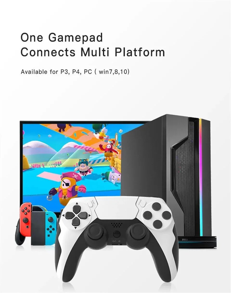 GAMINJA-mando inalámbrico P48 con giroscopio de seis ejes, controlador de juego para PS4, PS3, consola Wins 7, 8, 10, Joystick de PC de doble vibración